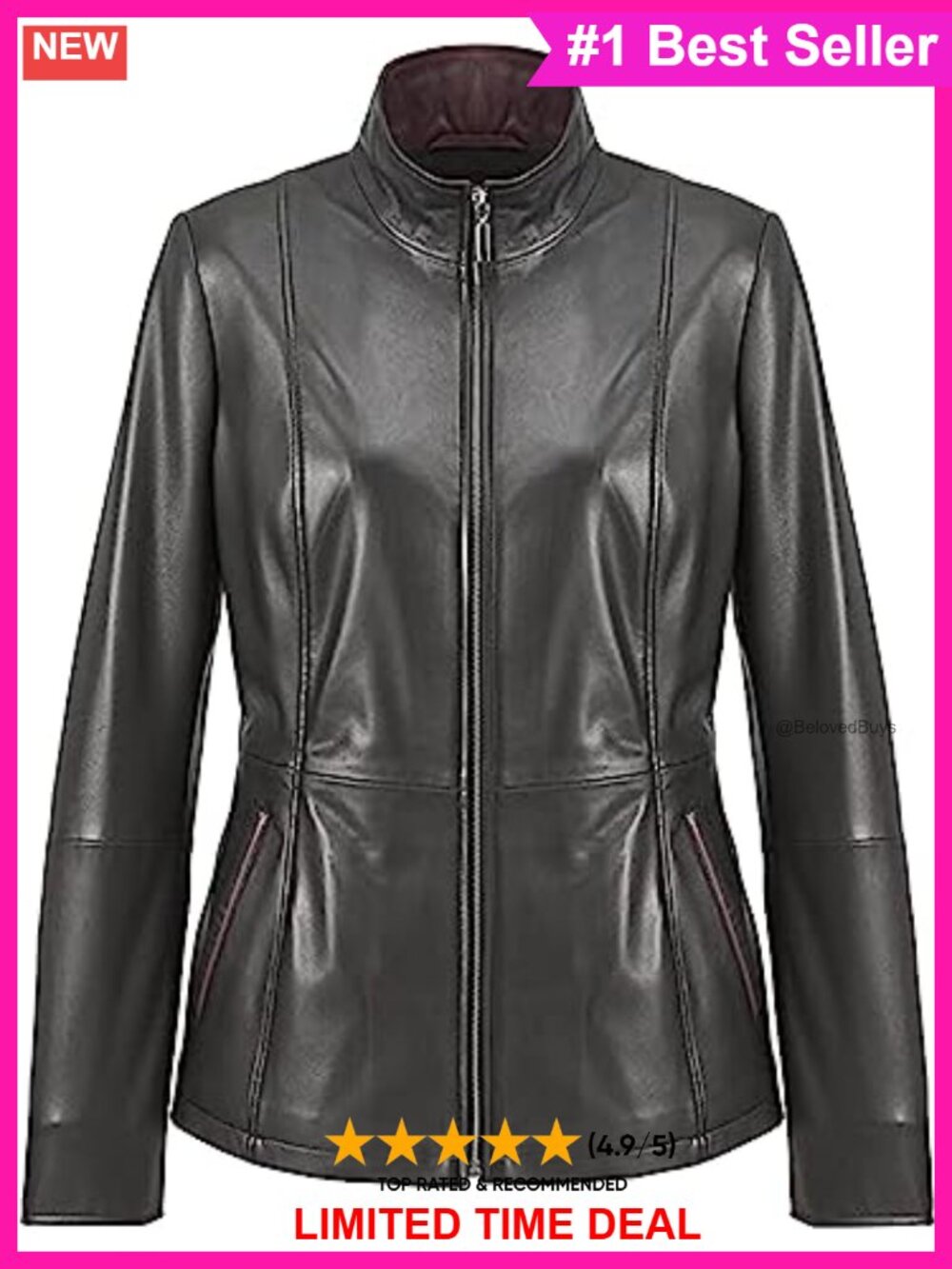 Women's Italian Lambskin Leather Jacket Real Leather Moto Biker